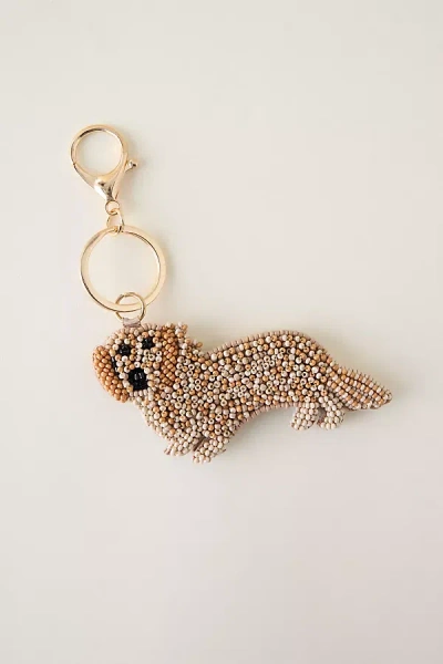 By Anthropologie Beaded Dog Bag Charm In Gold