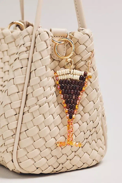 By Anthropologie Beaded Drinks Bag Charm In Brown
