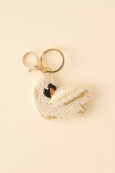 By Anthropologie Beaded Duck Bag Charm In White