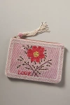 By Anthropologie Beaded Flat Pouch: Garden Party Edition In Pink