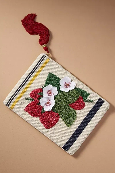 By Anthropologie The Fiona Large Beaded Pouch In Red