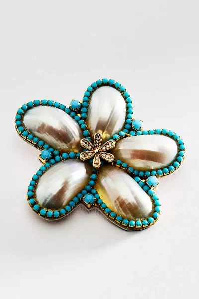 By Anthropologie Beaded Fleur Brooch In White