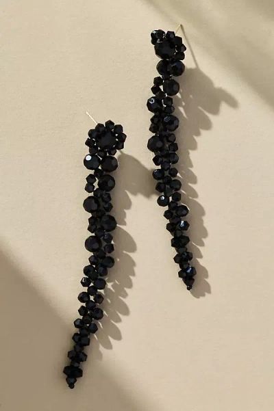 By Anthropologie Beaded Floral Drop Earrings In Black
