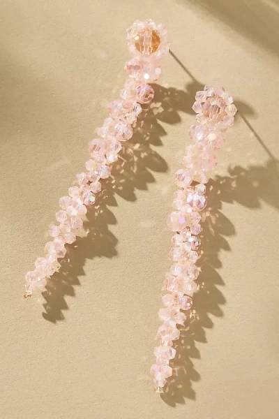 By Anthropologie Beaded Floral Drop Earrings In Pink