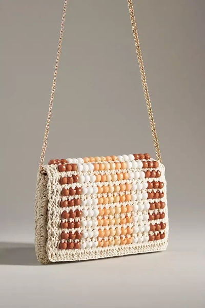 By Anthropologie Beaded Foldover Clutch In Red