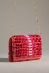 By Anthropologie Beaded Foldover Clutch In Red