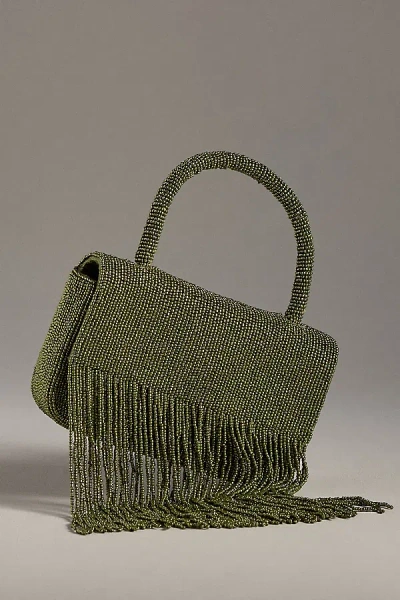 By Anthropologie Beaded Fringe Bag In Green