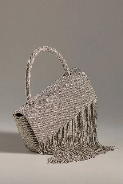 By Anthropologie Beaded Fringe Bag In Silver