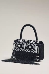 By Anthropologie Beaded Fringe Floral Shoulder Bag In Black