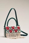 By Anthropologie Beaded Fringe Floral Shoulder Bag In Green