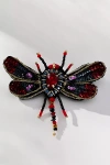 By Anthropologie Beaded Garden Brooch In Red