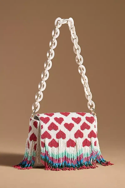 By Anthropologie Beaded Heart Shoulder Bag In Blue