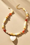 By Anthropologie Beaded Icon Charm Necklace In Orange