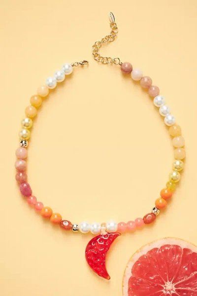By Anthropologie Beaded Icon Charm Necklace In Red