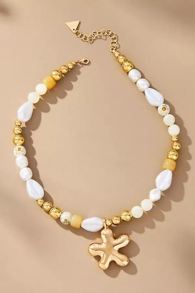 By Anthropologie Beaded Icon Charm Necklace In White