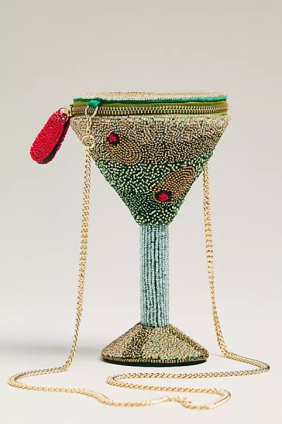 By Anthropologie Beaded Icon Crossbody Bag In Green