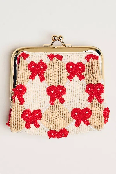 By Anthropologie Beaded Kiss-lock Coin Purse In Sand