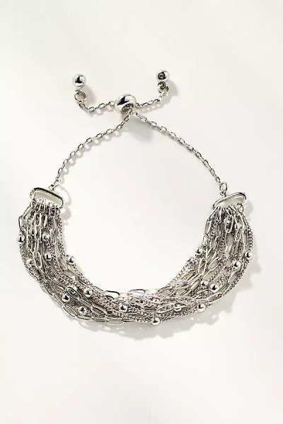 By Anthropologie Beaded Layered Chain Bracelet In Silver
