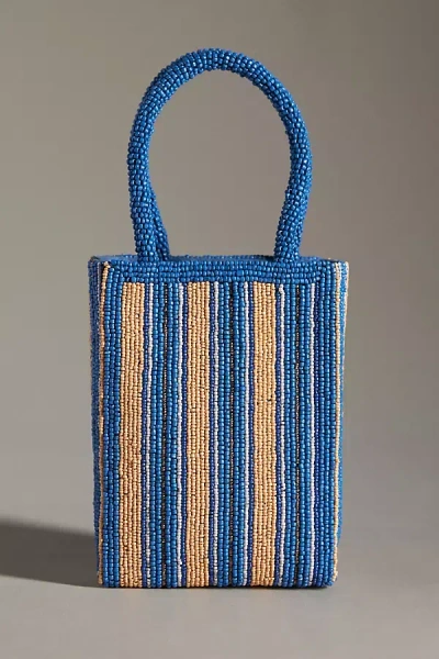 By Anthropologie Beaded Mini Tote In Blue