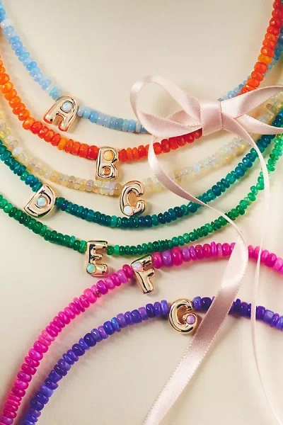 By Anthropologie Beaded Monogram Necklace In Multi