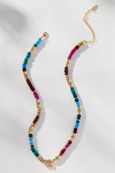 By Anthropologie Beaded Monogram Necklace In Gold
