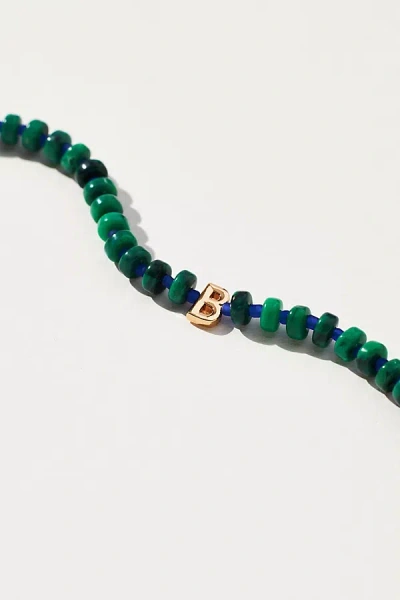 By Anthropologie Beaded Monogram Necklace In Green