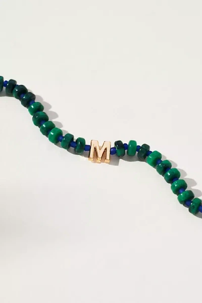By Anthropologie Beaded Monogram Necklace In Green