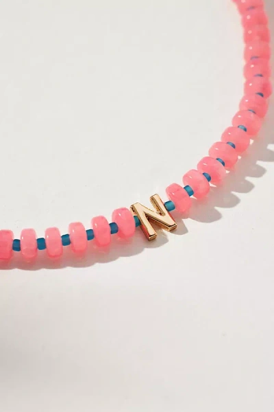 By Anthropologie Beaded Monogram Necklace In Pink