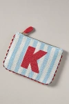 By Anthropologie Beaded Monogram Stripe Pouch In Alphabet