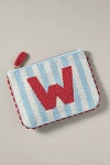 By Anthropologie Beaded Monogram Stripe Pouch In Alphabet