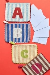 By Anthropologie Beaded Monogram Stripe Pouch In Alphabet