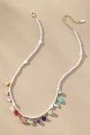 By Anthropologie Beaded Multi Stone Charm Necklace In White