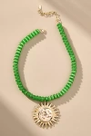By Anthropologie Beaded Pendant Necklace In Green