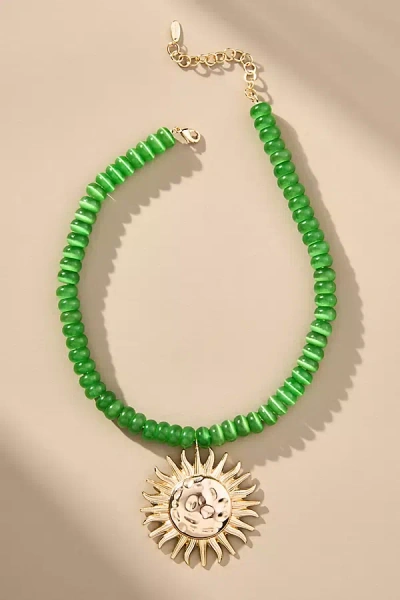 By Anthropologie Beaded Pendant Necklace In Green