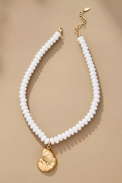 By Anthropologie Beaded Pendant Necklace In White
