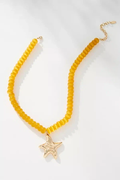 By Anthropologie Beaded Pendant Necklace In Yellow