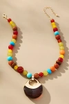 By Anthropologie Beaded Resin Pendant Necklace In Multi