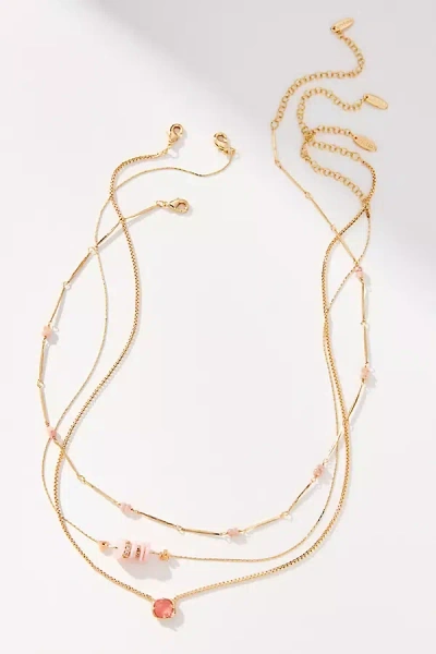 By Anthropologie Beaded Shell & Crystal Necklaces, Set Of 3 In Orange
