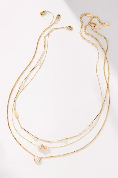 By Anthropologie Beaded Shell & Crystal Necklaces, Set Of 3 In White