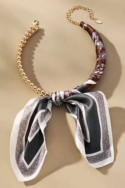 By Anthropologie Beaded Silk Scarf Collar Necklace In Red
