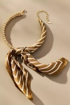 By Anthropologie Beaded Silk Scarf Collar Necklace In Sand