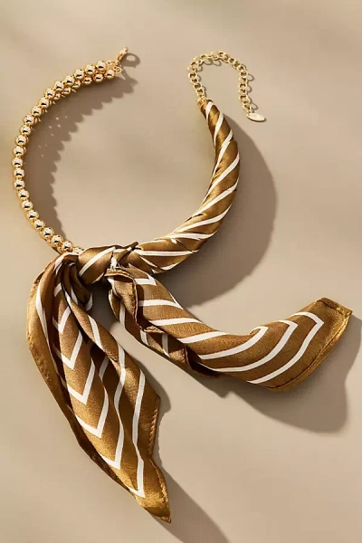 By Anthropologie Beaded Silk Scarf Collar Necklace In Sand