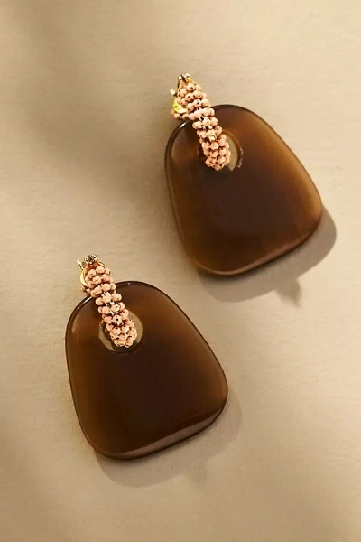 By Anthropologie Beaded Top Resin Drop Earrings