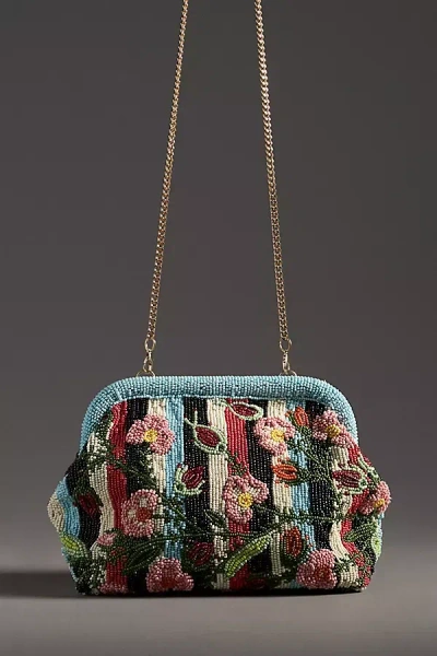 By Anthropologie Beaded Wildflower Clutch In Multicolor