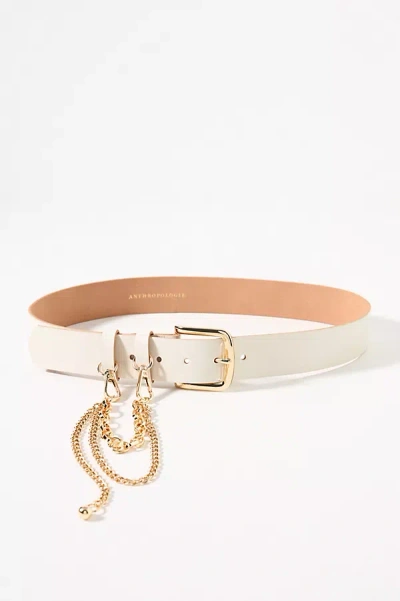 By Anthropologie Belt Loop Chain Leather Belt In Beige