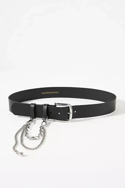 By Anthropologie Belt Loop Chain Leather Belt In Black