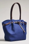 By Anthropologie Belted Cinched Canvas Tote In Blue
