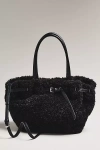 By Anthropologie Belted Sherpa Tote Bag In Black