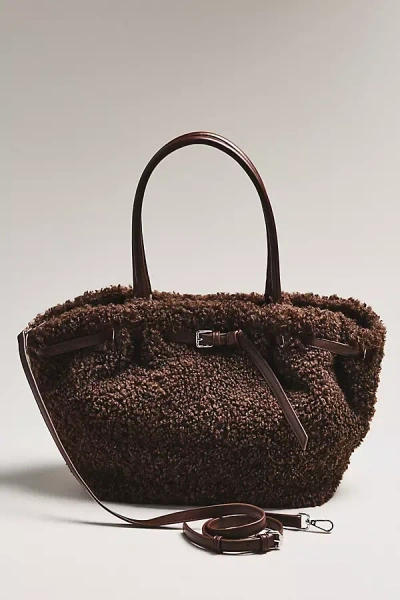 By Anthropologie Belted Sherpa Tote Bag In Brown