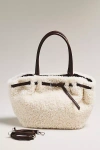 By Anthropologie Belted Sherpa Tote Bag In White